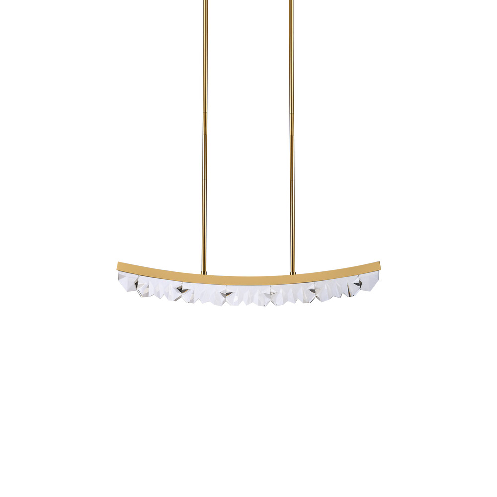 Arcus LED 32&#34; Sleek Curved Crystal Linear in Aged Brass