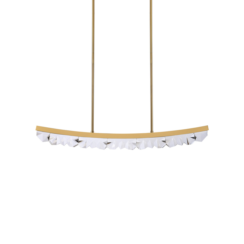 Arcus LED 48&#34; Sleek Curved Crystal Linear in Aged Brass