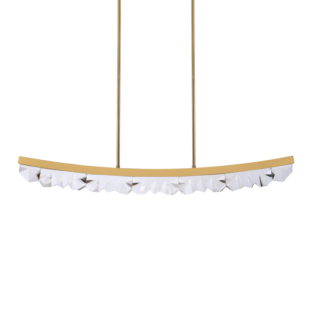 Arcus LED 56&#34; Sleek Curved Crystal Linear in Aged Brass