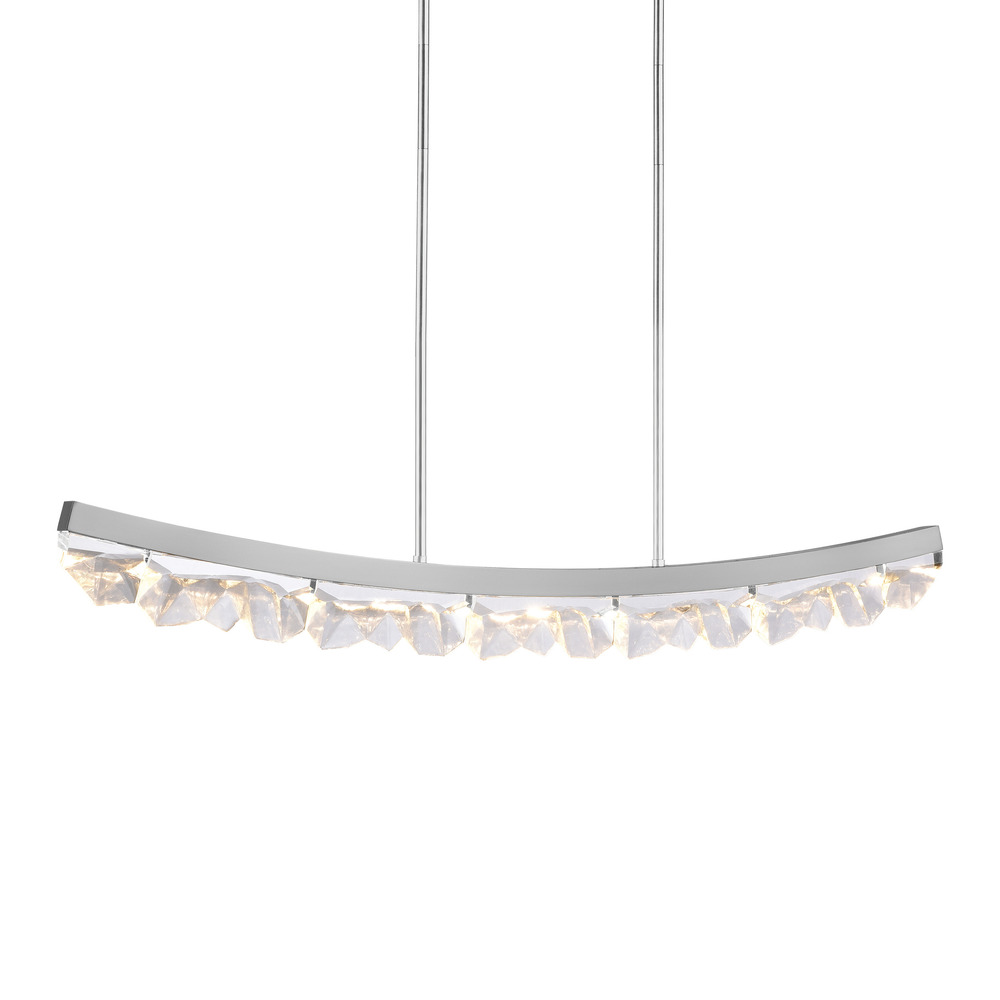 Arcus LED 56&#34; Sleek Curved Crystal Linear in Polished Nickel
