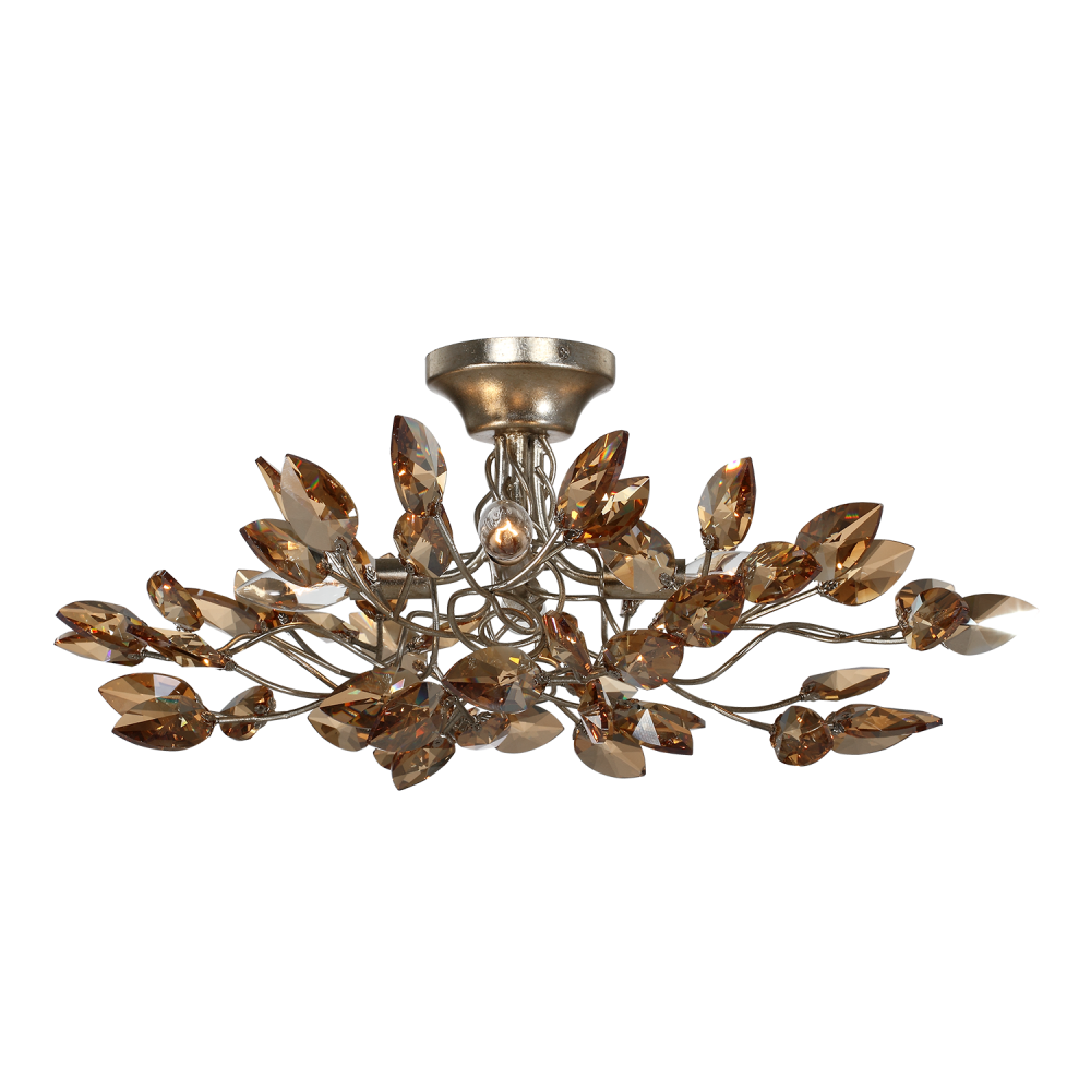 Misthaven 22&#34; 4-Light, Organic Champagne Crystal Semi-Flush in Gold