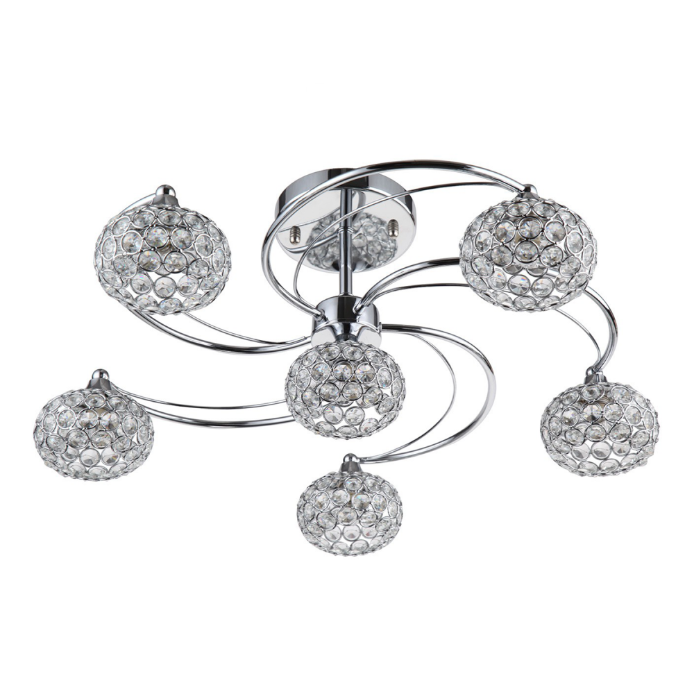 Kent 23&#34; 6-Light, Crystal Semi-Flush in Chrome