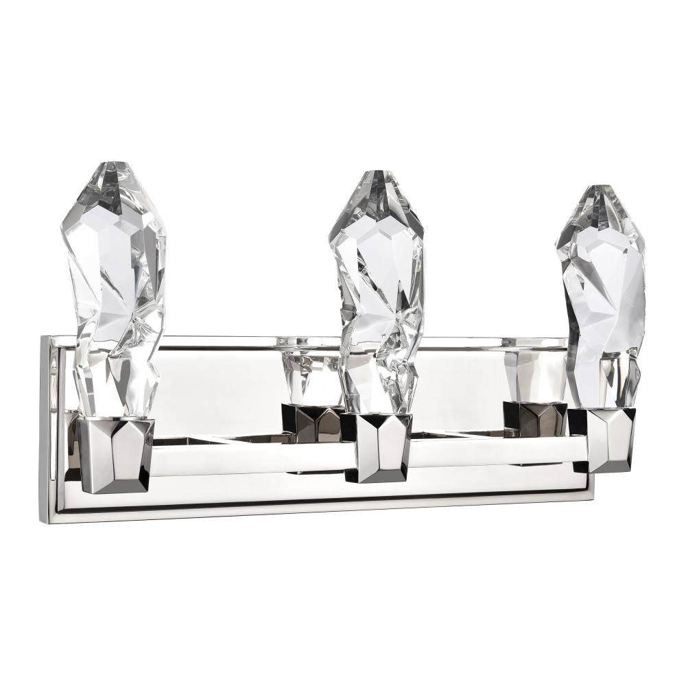Angelus 19&#34; LED 3-Light, Crystal Bath Light in Polished Nickel