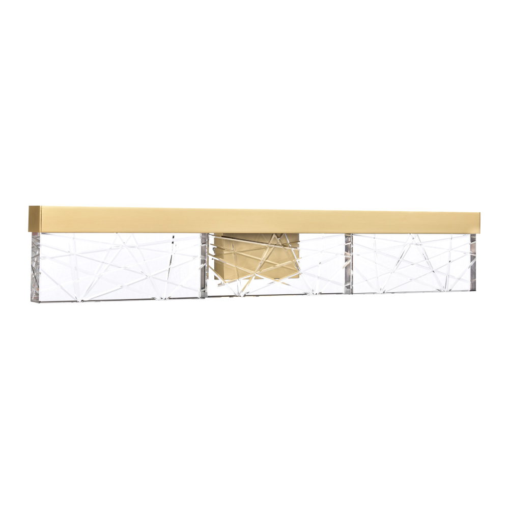 Lucus 26&#34; LED Sleek Crystal Vanity in Aged Brass
