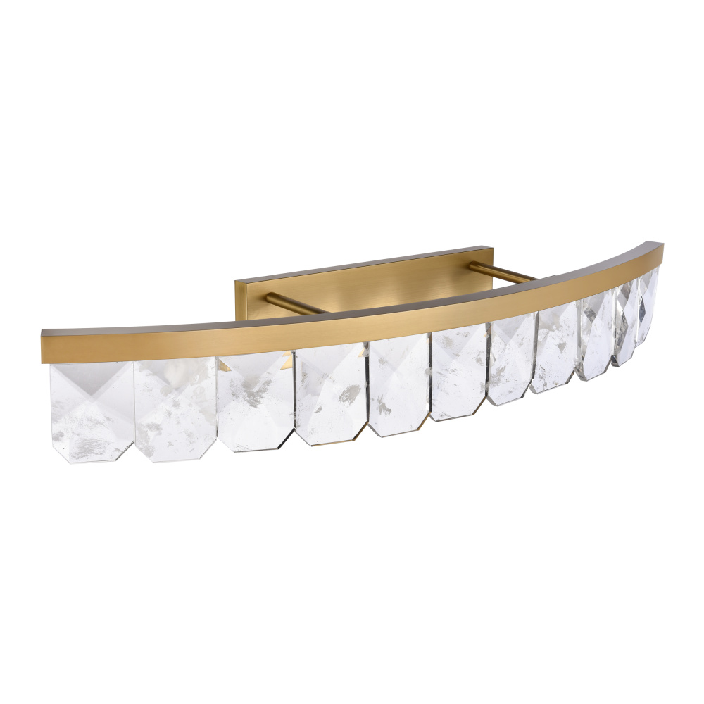 Odraz 45&#34; Infused Clear Crystal Curved LED Vanity In Aged Brass