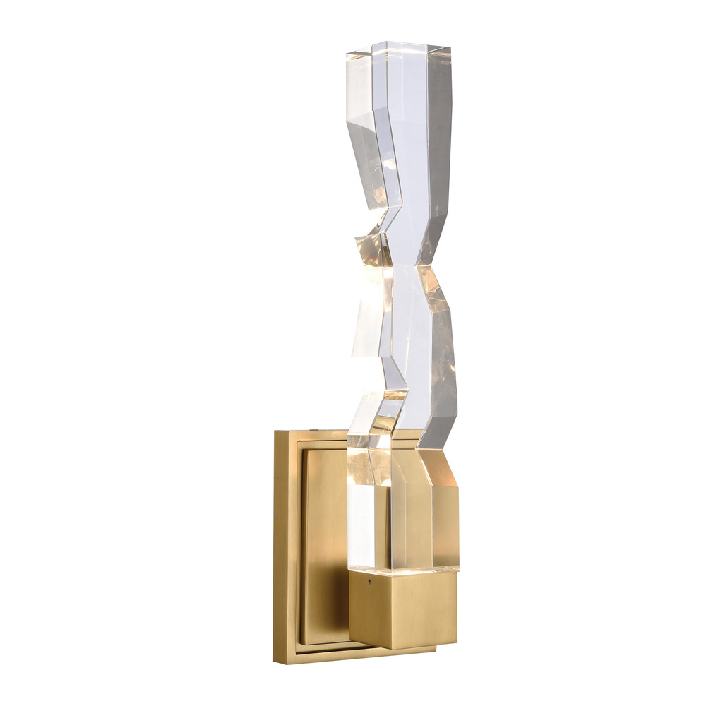 Mamadim LED 2&#34;x2&#34; Single Crystal Wall Sconce in Aged Brass