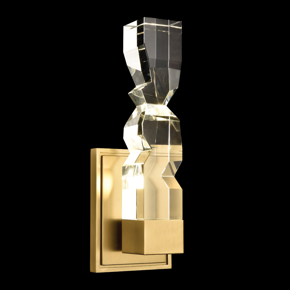 Mamadim LED 3&#34;x3&#34; Single Crystal Wall Sconce in Aged Brass