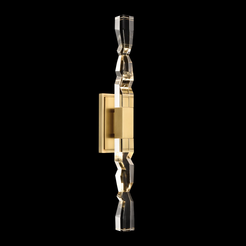 Mamadim LED 2&#34;x2&#34; Single Crystal Duo Wall Sconce in Aged Brass