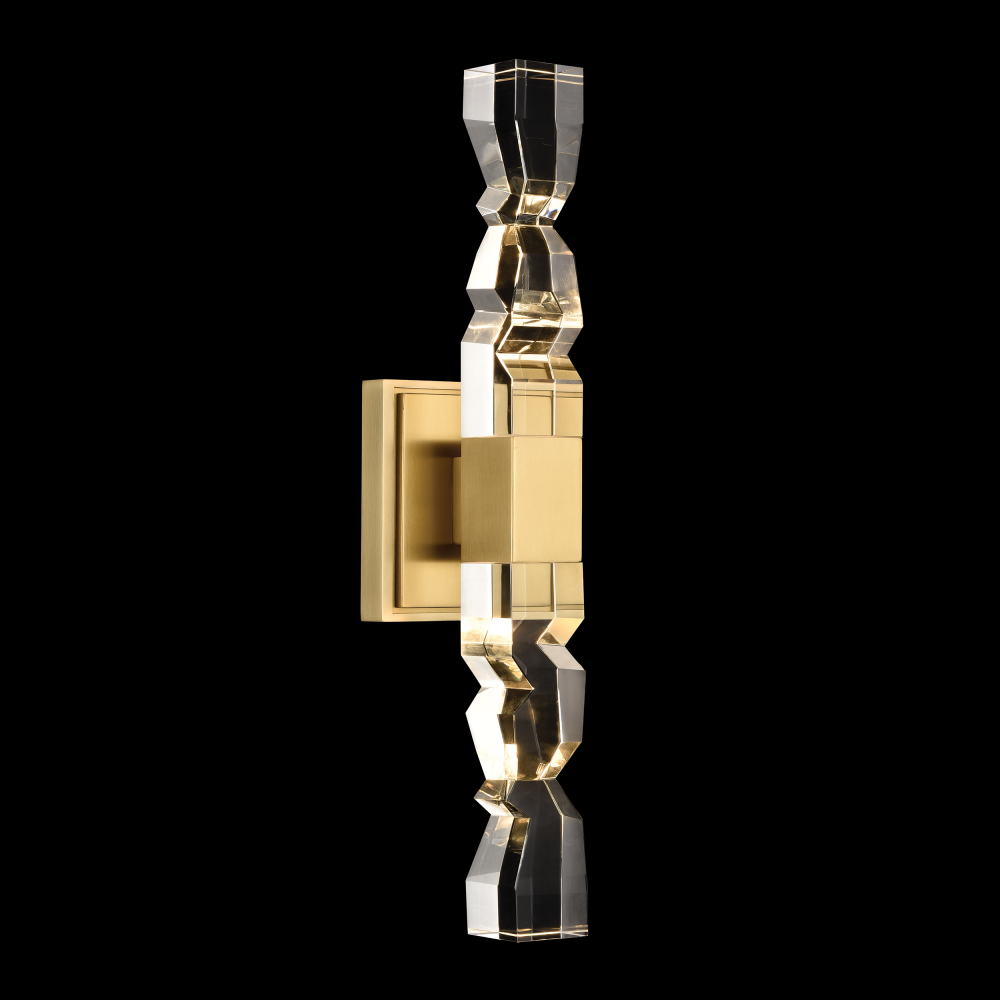 Mamadim LED 3&#34;x3&#34; Single Crystal Duo Wall Sconce in Aged Brass