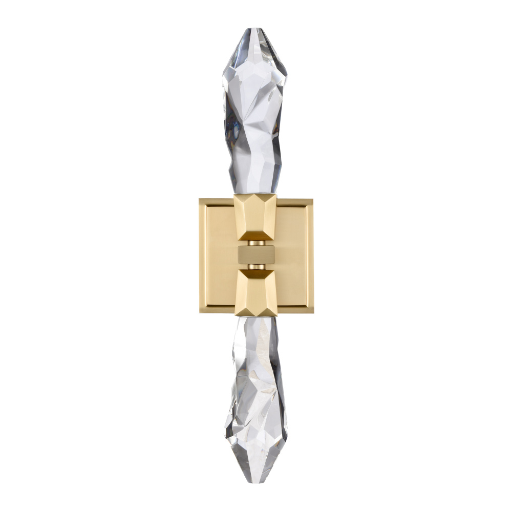 Angelus LED 2-Light, Crystal Duo Wall Sconce in Aged Brass
