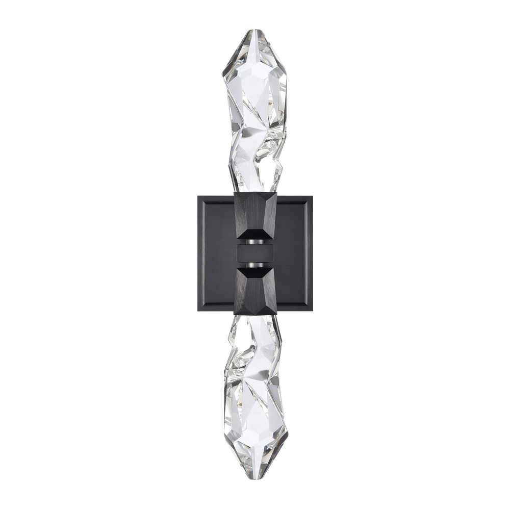 Angelus LED 2-Light, Crystal Duo Wall Sconce in Brushed Black