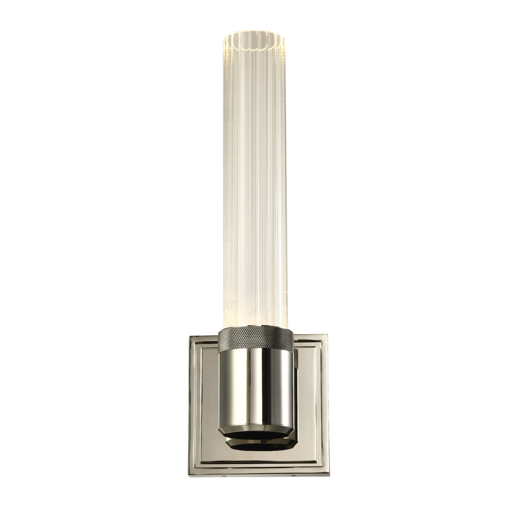 Zigrina 16&#34; Fluted Glass LED Wall Sconce with Knurled Ring Nickel