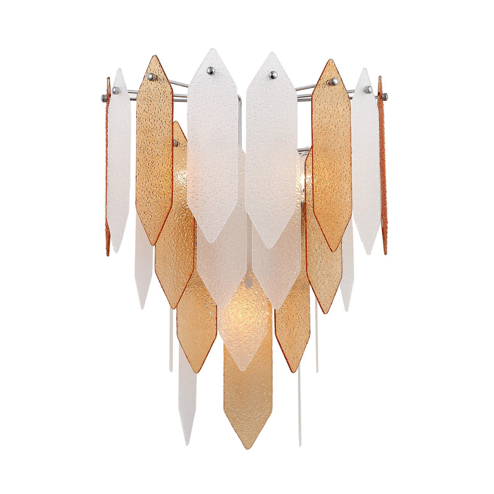 Stratus 3-Light, Amber Glass Wall Sconce in Polished Chrome
