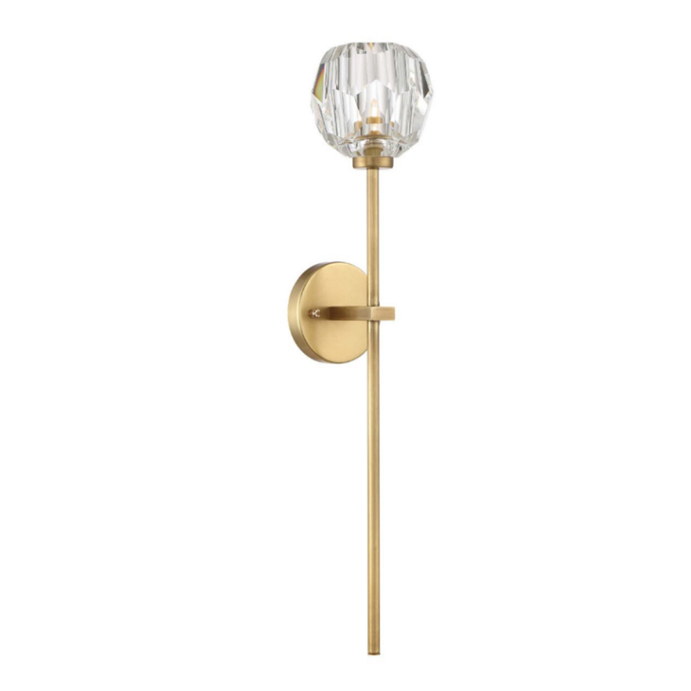 Parisian 12&#34; Crystal Wallchieres Wall Sconce in Aged Brass