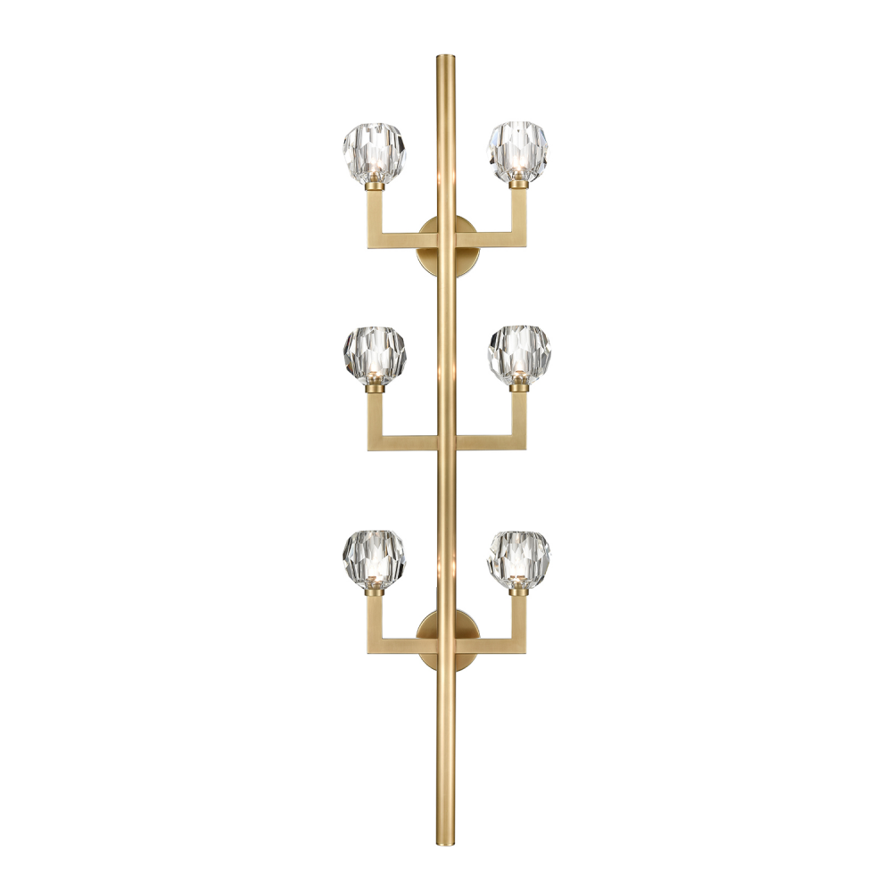 Parisian 60&#34; Grand 6-Light, Crystal Wall Sconce in Aged Brass