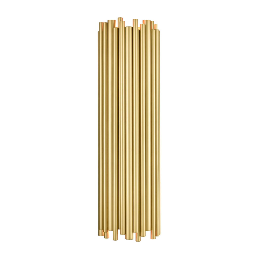 Cathedral 8&#34; 2-Light, Solid Brass Wall Sconce in Aged Brass