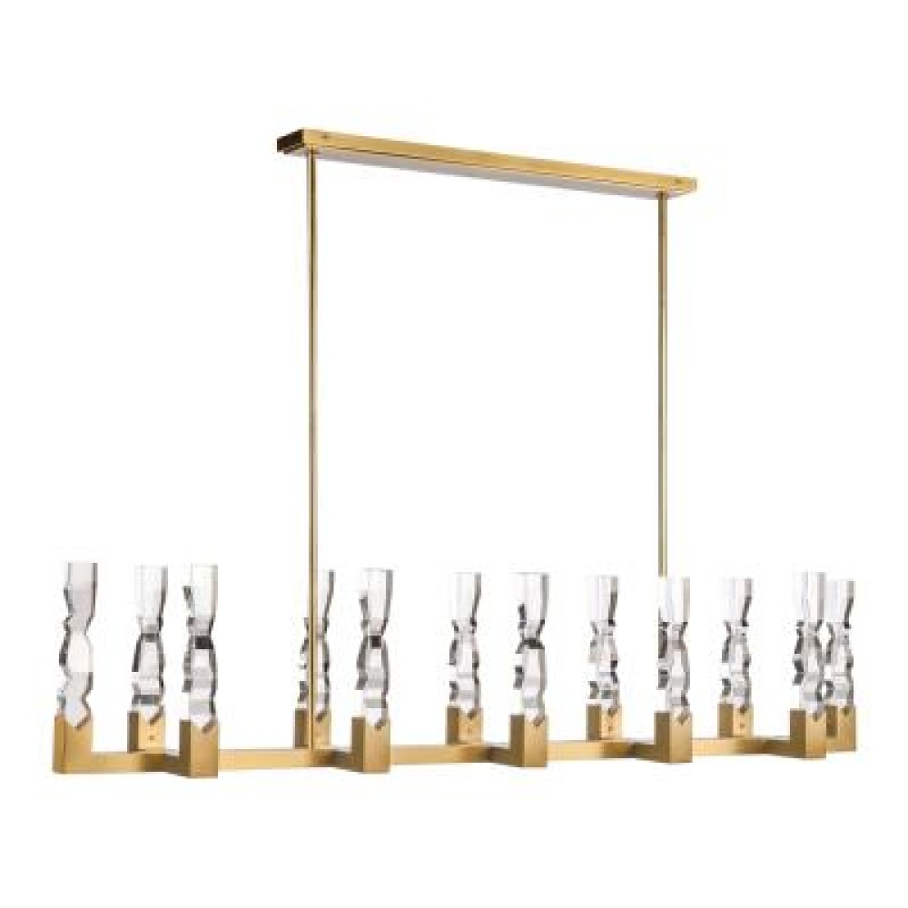 Mamadim 72&#34; LED 12-Light, 2&#34;x2&#34; Crystal Linear in Aged Brass