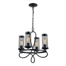 ZEEV Lighting CD10110-4-RCBK - Kenosha 18" 4-Light, Rustic Iron Chandelier in Black