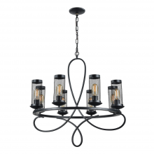 ZEEV Lighting CD10112-8-RCBK - Kenosha 29" 8-Light, Rustic Iron Chandelier in Black