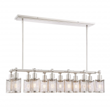 ZEEV Lighting CD10184-12-BN - Geminus 40" 12-Light, Industrial Linear Chandelier in Brushed Nickel