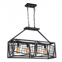 ZEEV Lighting CD10194-4-RI - Plexus Iron Rectangular Cage Chandelier in Rustic Iron