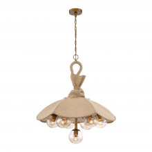 ZEEV Lighting CD10195-7-AB - Dujour 28" 7-Light, Burlap Dome Shade Pendant with Glass Globes