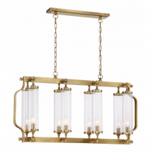 ZEEV Lighting CD10227-8-AGB - Regis 40" 8-Light, Linear Fluted Glass Chandelier in Aged Brass