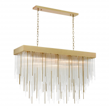 ZEEV Lighting CD10330-17-AGB - Waterfall 48" 17-Light, Glass Dinning Chandelier in Aged Brass