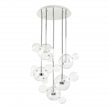 ZEEV Lighting CD10381-10-PN - Satellite 44" 10-Light, Glass Multi-Pendant in Polished Nickel