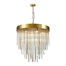 ZEEV Lighting CD10421-12-AGB - Waterfall 30" 12-Light, Round Glass Chandelier in Aged Brass