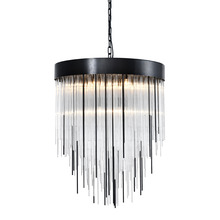 ZEEV Lighting CD10423-12-SBB - Waterfall 30" 12-Light, Round Glass Chandelier in Satin Brushed Black