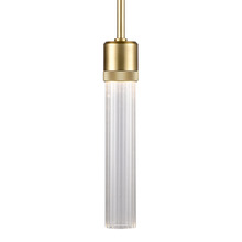 ZEEV Lighting P11701-LED-AGB-G3 - Zigrina 12" Fluted Glass LED Pendant with Knurl Ring Aged Brass