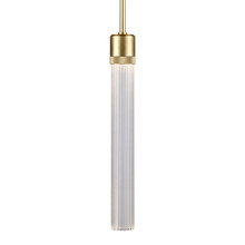 ZEEV Lighting P11701-LED-AGB-G4 - Zigrina 18" Fluted Glass LED Pendant with Knurl Ring Aged Brass