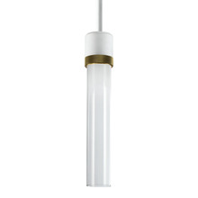 ZEEV Lighting P11702-LED-MW-K-AGB-G1 - Zigrina 12" Clear Glass LED Pendant in Matte White and Aged Brass Knurled Ring