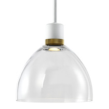 ZEEV Lighting P11702-LED-MW-K-AGB-G12 - Zigrina Glass Dome LED Pendant in White and Brass Knurled Ring