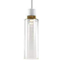 ZEEV Lighting P11702-LED-MW-K-AGB-G15 - Zigrina 18" Glass Drum LED Pendant in White and Brass Knurled Ring