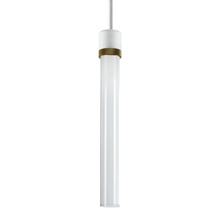 ZEEV Lighting P11702-LED-MW-K-AGB-G2 - Zigrina 18" Clear Glass LED Pendant in White and Brass Knurled Ring
