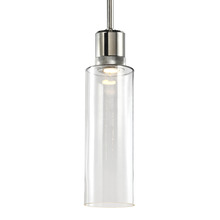 ZEEV Lighting P11703-LED-PN-G15 - Zigrina 18" Glass Drum LED Pendant with Knurl Ring Polished Nickel