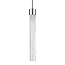 ZEEV Lighting P11703-LED-PN-G6 - Zigrina 18" Crackled Glass LED Pendant with Knurl Ring Polished Nickel