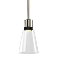 ZEEV Lighting P11703-LED-PN-K-SBB-G16 - Zigrina Glass Bell LED Pendant in Nickel and Black Knurled Ring