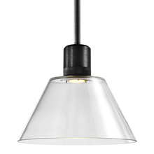 ZEEV Lighting P11704-LED-SBB-G13 - Zigrina Glass Cone LED Pendant with Knurl Ring Black