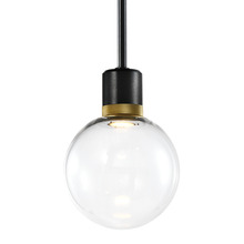 ZEEV Lighting P11704-LED-SBB-K-AGB-G11 - Zigrina Globe Glass LED Pendant in Black and Brass Knurled Ring