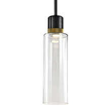 ZEEV Lighting P11704-LED-SBB-K-AGB-G15 - Zigrina 18" Glass Drum LED Pendant in Black and Brass Knurled Ring