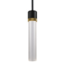 ZEEV Lighting P11704-LED-SBB-K-AGB-G3 - Zigrina 12" Fluted Glass LED Pendant in Black and Brass Knurled Ring