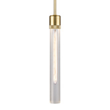 ZEEV Lighting P11705-E26-AGB-G4 - Zigrina 18" Fluted Glass E26 Pendant with Knurled Ring Aged Brass