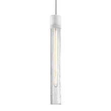ZEEV Lighting P11706-E26-MW-G6 - Zigrina 18" Crackled Glass E26 Pendant with Knurled Ring Matte White