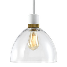 ZEEV Lighting P11706-E26-MW-K-AGB-G12 - Zigrina Glass Dome E26 Pendant in White with Knurled Ring in Brass