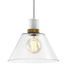 ZEEV Lighting P11706-E26-MW-K-AGB-G13 - Zigrina Glass Cone E26 Pendant in White with Knurled Ring in Brass