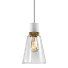 ZEEV Lighting P11706-E26-MW-K-AGB-G16 - Zigrina Glass Bell E26 Pendant in White with Knurled Ring in Brass
