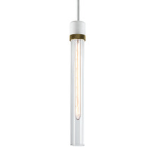 ZEEV Lighting P11706-E26-MW-K-AGB-G2 - Zigrina 18" Clear Glass E26 Pendant in White with Knurled Ring in Brass